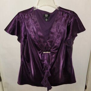 Studio 1940 Purple Ruffle Blouse Size 16W